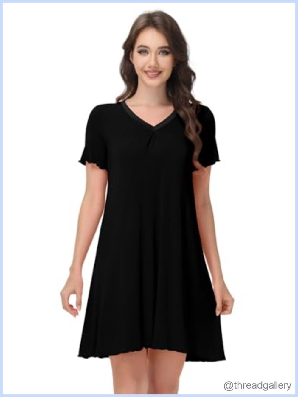 Bamboo Viscose Nightgown Short Sleeve V Neck Super Soft Sleep Dress Plus Size